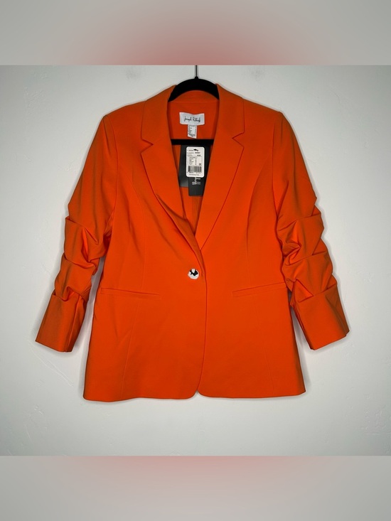 Joseph Ribkoff Jackets & Blazers - NWT Joseph Ribkoff Bright Orange Ruched-Sleeve Single-Button Blazer Size 8 Fall